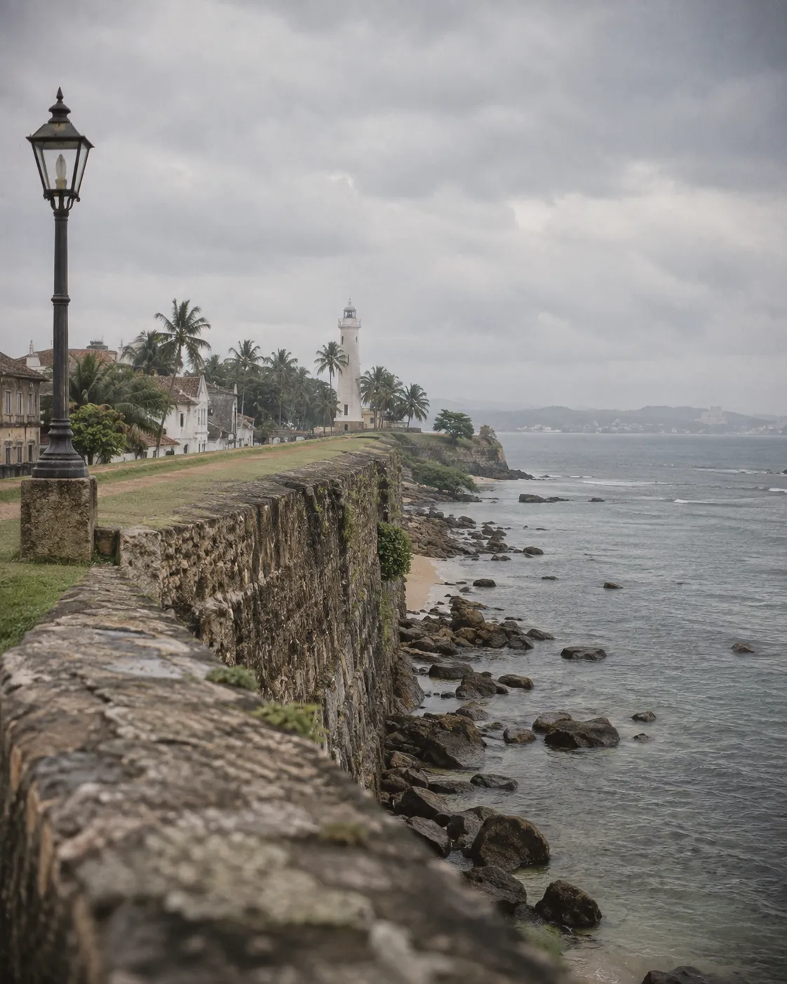 Galle Fort ramparts and lighthouse on the southern coast